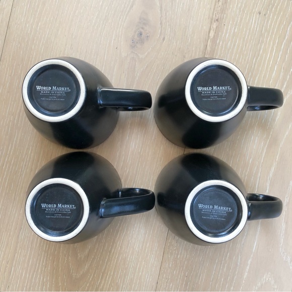 ⭐️World Market⭐️4 Black Matte Coffee Mugs Ceramic Tea Cups Home Dining Drinkware - Picture 5 of 6